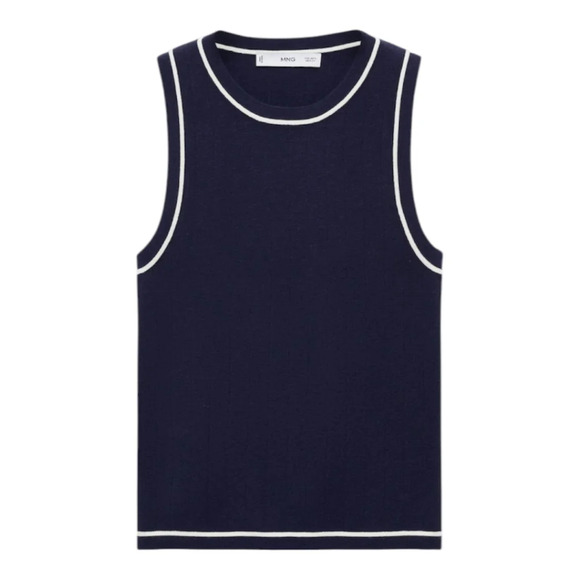 Mango [S] Knitted top with contrasting trim - Picture 5 of 7